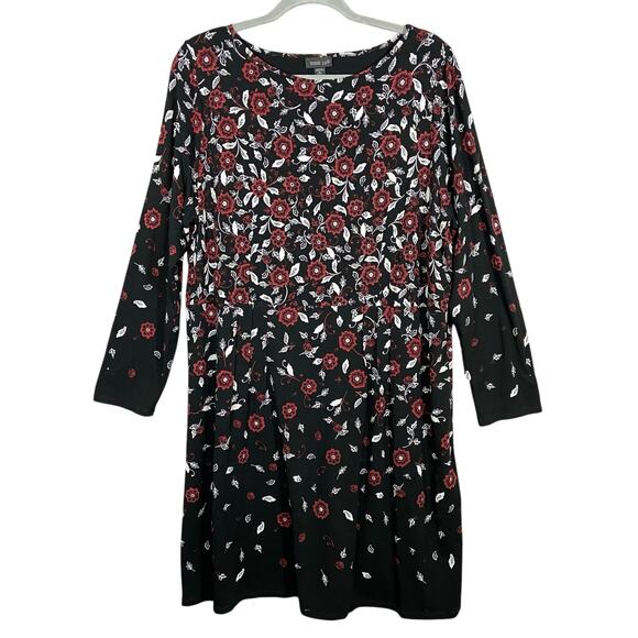 J Jill Dress Wearable Collection Black Floral Tunic - Picture 1 of 7